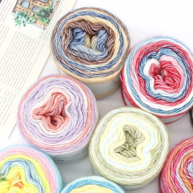 100g Rainbow Color Hand-woven Cotton Yarn Soft Crochet Thick Yarn For Hand Knitting Warm Sweater Sofa Cushion Scarf DIY