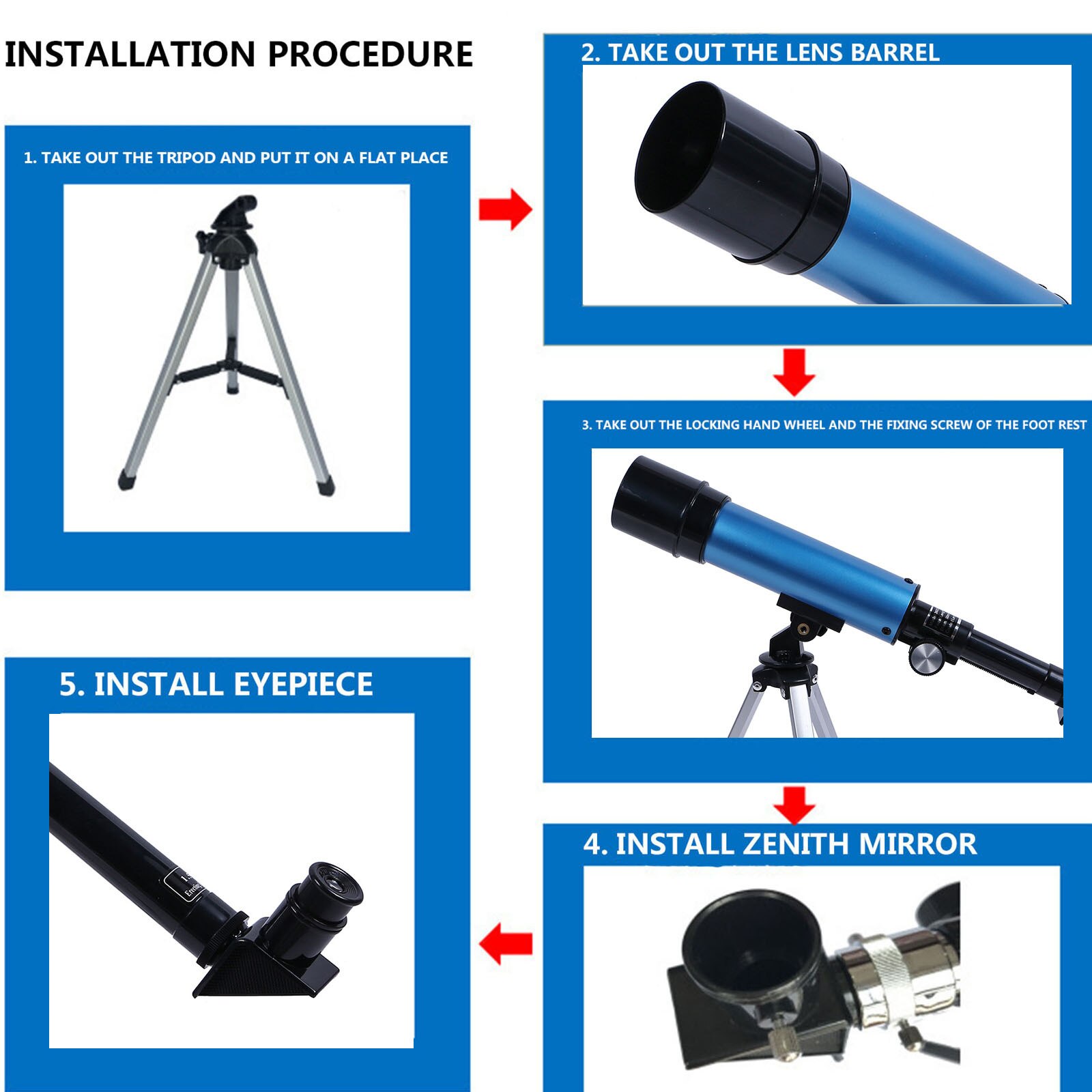 F36050 Telescope Astronomical Monocular With Tripod Refractor Spyglass Zoom High Power Powerful For Astronomic Space