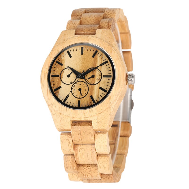 Natuurlijk bamboe quartz horloge uurwerk zonder letterlijke voor vrouwen mannen minimalistische houten horloges houten band polshorloge