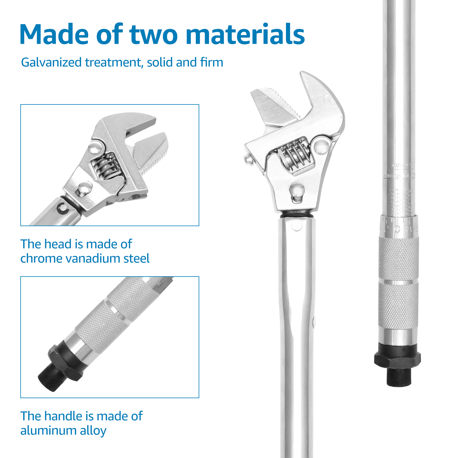 Adjustable Torque Wrench 19 to 110 Nm 43mm Open End Torque Spanner 4in1 Torque Wrench Repair Tool Aluminium Alloy Torque Wrench