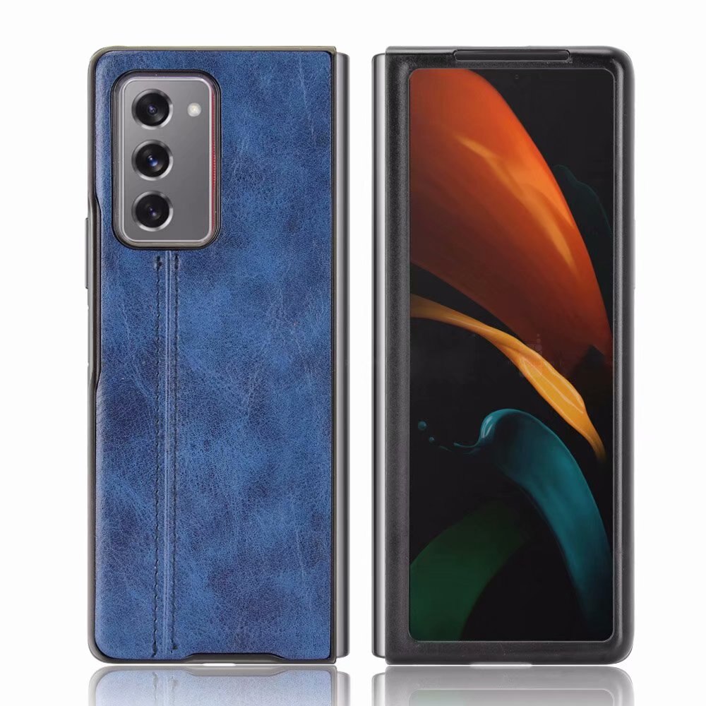 Caso de couro do plutônio para samsung galaxy z fold 2 caso duro capa para samsung galaxy z fold2 5g capa à prova de choque coques: Blue