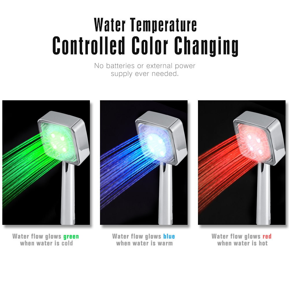 LED Badkamer Douchekop Water Temperatuur Gecontroleerde Kleur Veranderende Douchekop 3 kleur Veranderende voor Krachtige Comfortabele Douche