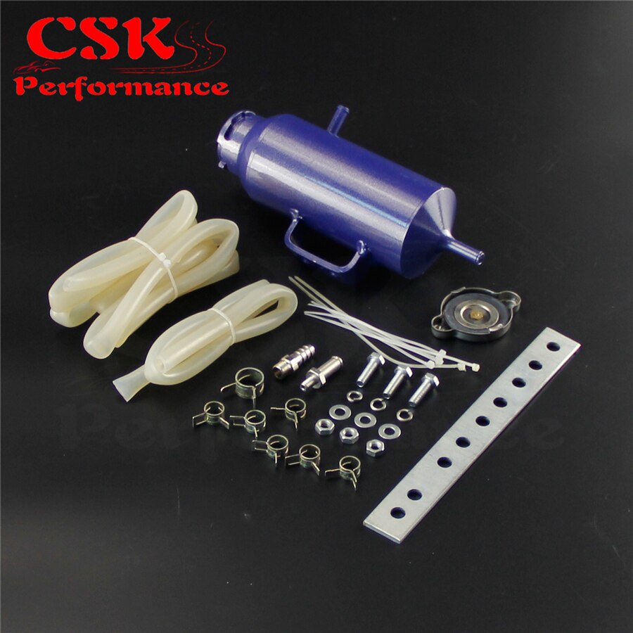 Aluminum Oil Catch Can Reservoir Tank with Breather Filter baffled Blue