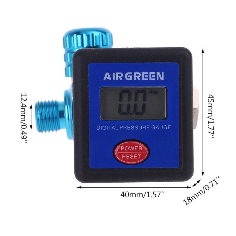 Compact Pressure Gauge with 3 Units PSI/Bar/Kpa Durable Pressure Air Gauge Regulator 1/4" Inlet &amp; Outlet Multipurpose