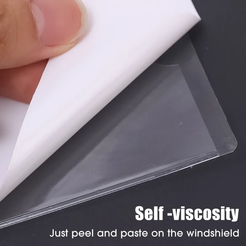 Auto Windschutzscheibe transparent Kartenhalter Parkplatz bestehen Etikett einstellen Tragbare selbstklebende Schutzfolie Karten Identifikationskartenhalter