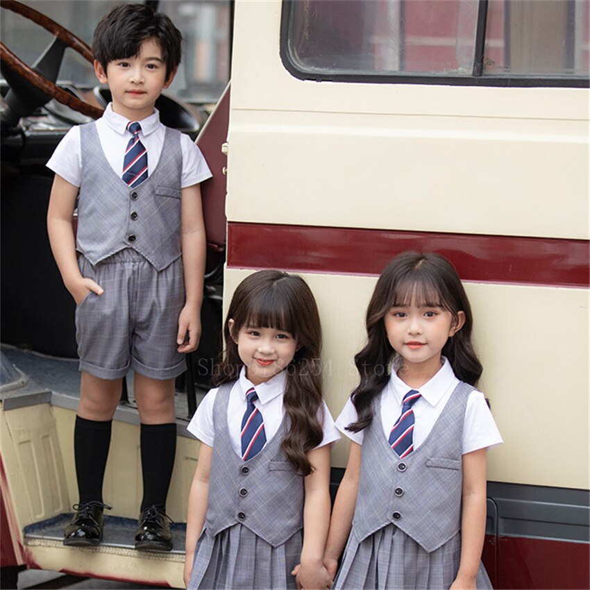 100-180CM Kids School Uniform Japanese Style British Boys Girl Primary Student Choir Class Suit Teenagers Dance Costume