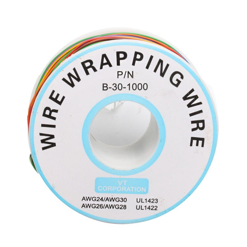 Een Roll 8 Kleuren 30AWG Draad Wikkelen Draad, Vertind Koper Effen, Pvc Isolatie