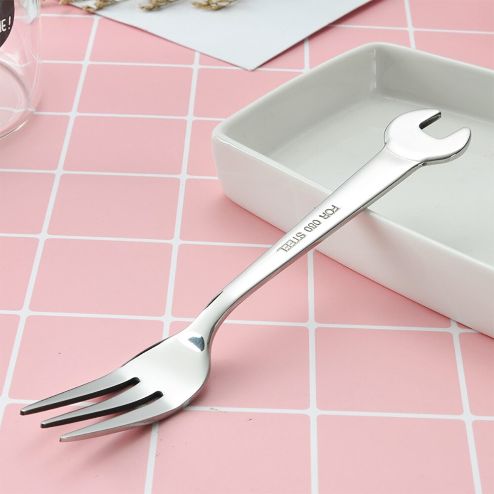tenedor en forma de llave, cuchara de acero inoxidable, vajilla para el hogar, de cocina, fruta descastada, tenedores y cubertería de ensalada FD: 02