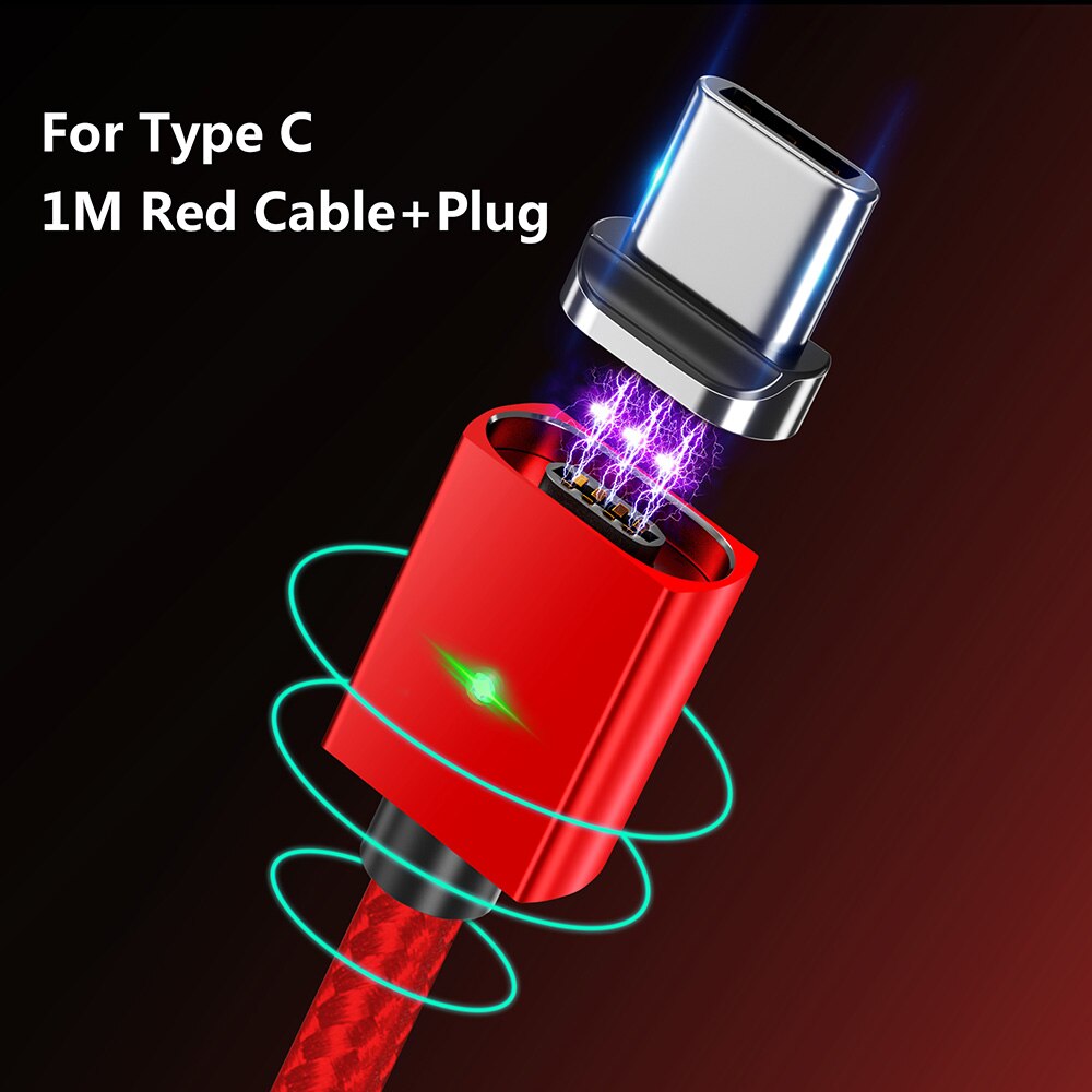 Zrse 3a magnetische kabel voor iphone samsung snel opladen micro usb-kabel type c kabels voor huawei oneplus xiaomi redmi note 7 k20: Rood voor type c