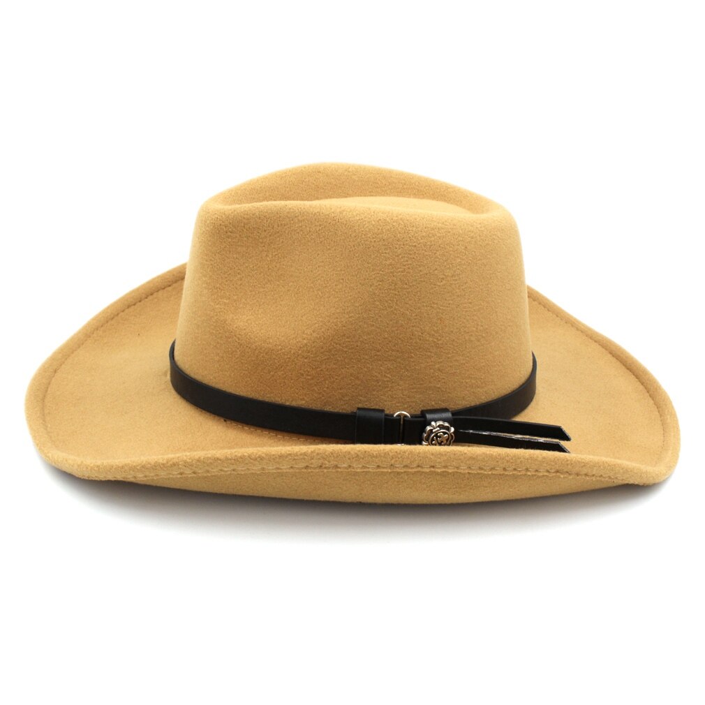 Mistdawn moda unissex mistura de lã western cowboy boné chapéu superior ao ar livre borda larga praia chapéu jazz sombrero padrinho boné cinto preto
