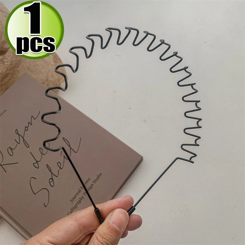 1/6pcs Metal Hair Band Men Women Unisex Black Wavy Hair Head Hoop Band Sports Headband Hairband Hair Accessories: GRAY