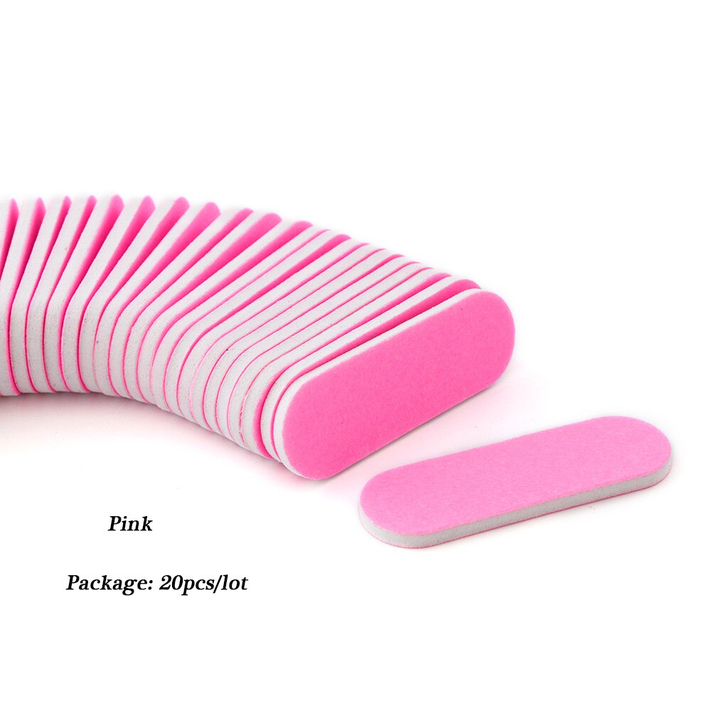 20 pçs lixa buffer bloco de unhas gel unha polonês dupla-lado pedicure suave buffer profissional diy manicure ferramentas bea22: Pink