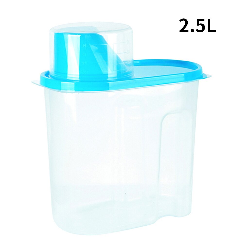 1.9-2.5L PP Food Storage Box Clear Plastic Kitchen Storage Bottles Jars Dried Grains Tank Pantry Container Sealpot Organizer 1pc: Blue 2.5L
