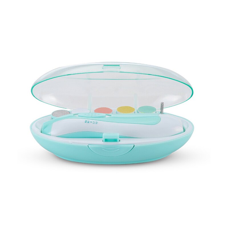 Portable électrique coupe-ongles tondeuse bébé 6 pièces buse de polissage coupe-ongles ensemble de manucure Kit de soins pour bébés: blue