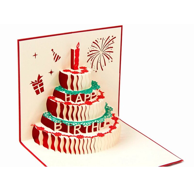 3D Pop-Up Cards Birthday Card for Mom Kids Wife Husband Birthday Cake Greeting Card Postcards Card with Envelope Stickers
