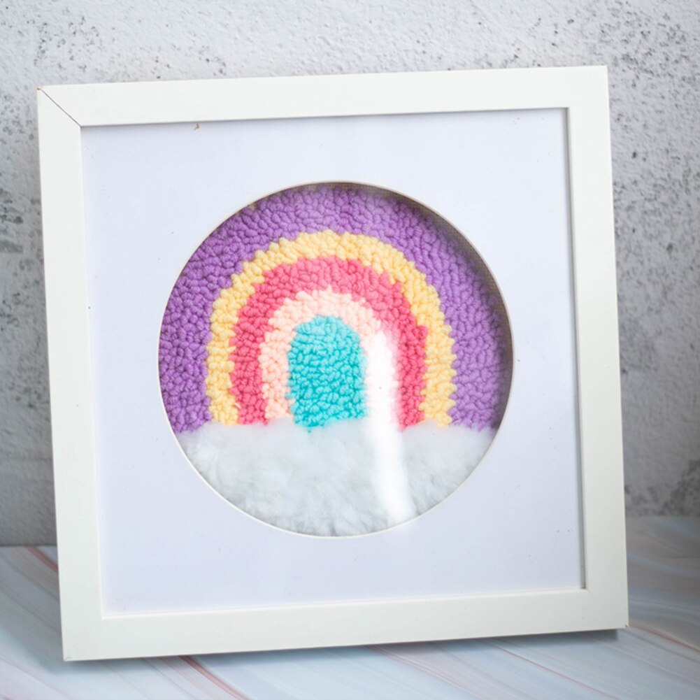 Children Adults Punch Needle Embroidery Kit Beginner Knitting Home Decor Scenery Pattern Woolen Yarn DIY Handmade