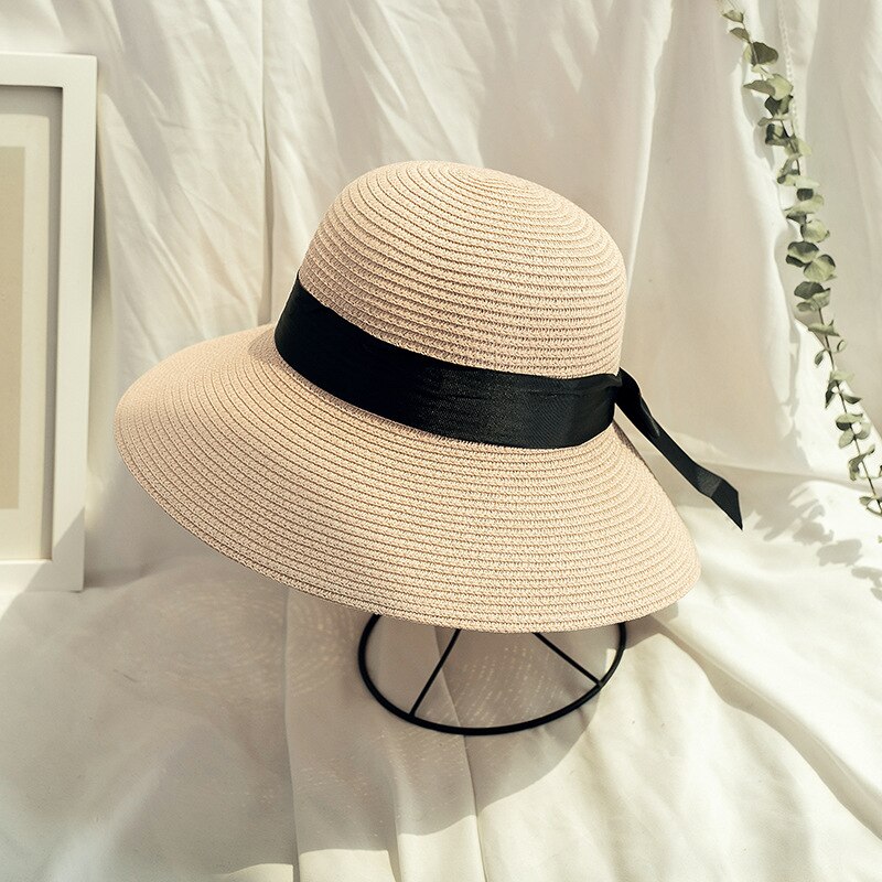 Zomer Mode Strik Strooien Hoed Voor Dames Met Zon Bescherming Inklapbare Strand Hoed: Khaki