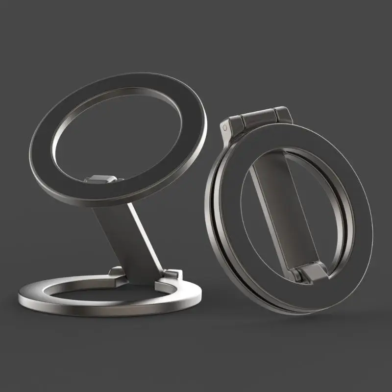 Sammenleggbar dobbeltsidig magnetisk telefonholder til magsafe tredemølle universell sammenleggbar bilholder magnetisk smarttelefonstativ: Svart
