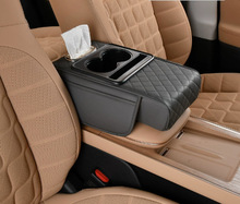 Universal Car Armrest Box Heightener Pad - Multifunctional Extended Auto Center Console Cushion with Built-in Tissue Box for Enh: GRAY