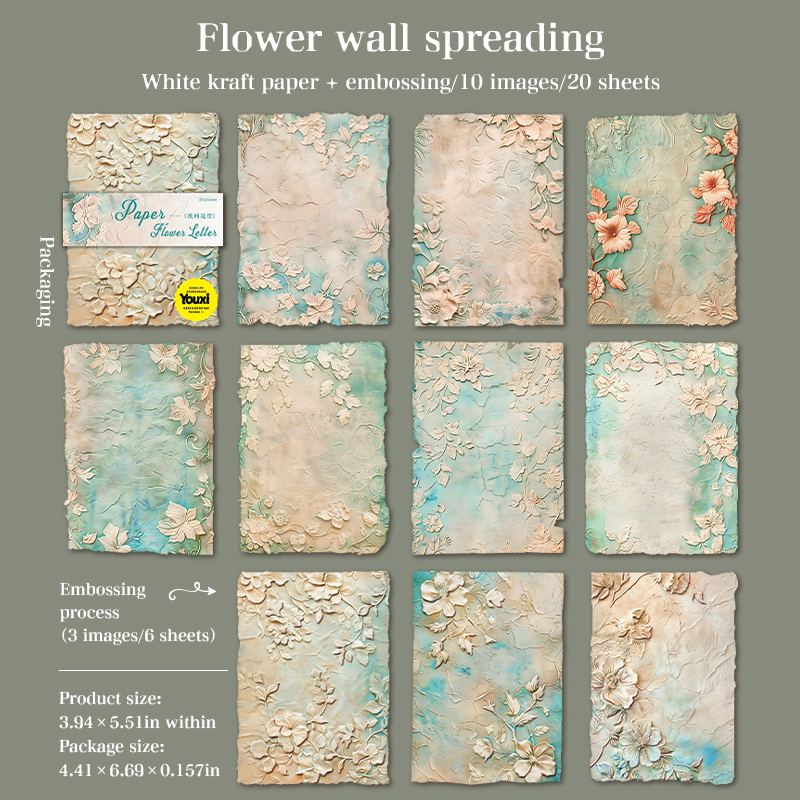 20Pcs Paper Flower Letter Series Scrapbooking Paper Material Perfect for Collage Journaling Diy Craft Supplies: light yellow