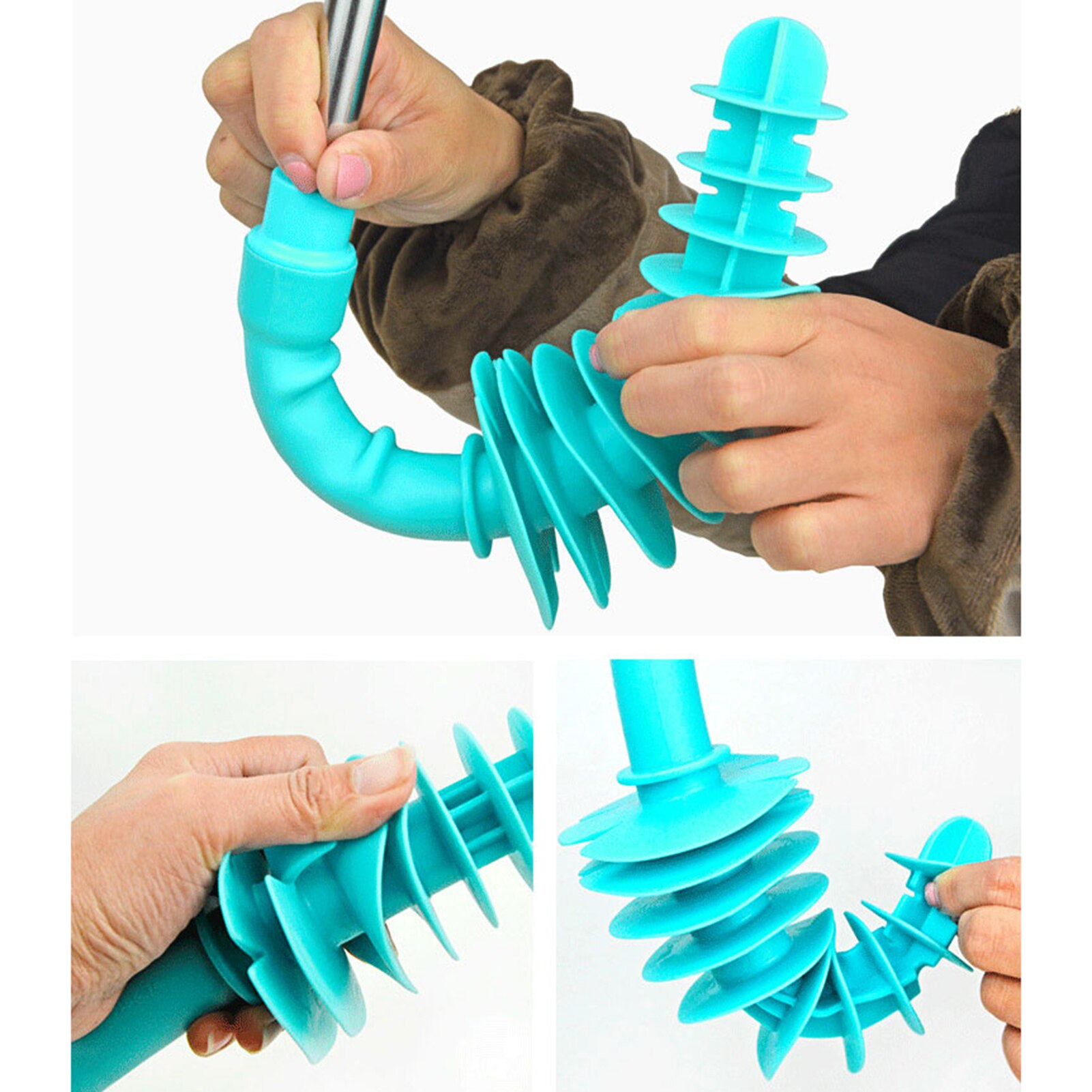 Dock Pipe Dredge Tool Flexible Pickup Drain Auger Toilet Wavy Pneumatic Dredge Air Pressure Blockage Remover Pipe Plunger