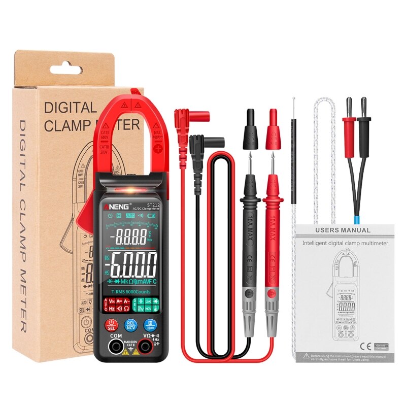 Smart Clamp Meter with Dual Range Auto/Manual AC/DC Voltage Amp Meter with Diode Tempeature Resistance Capacitance Test