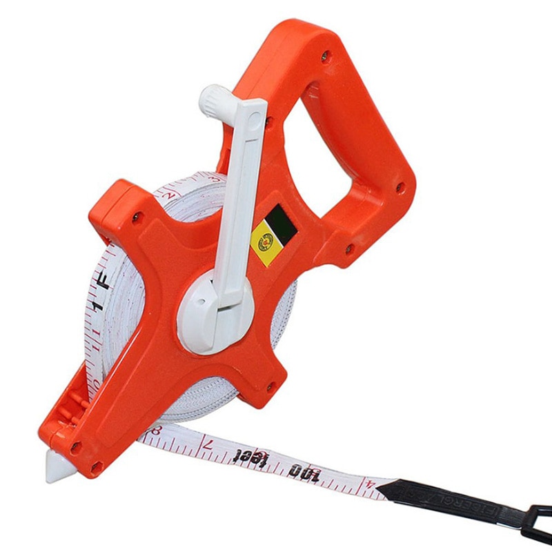 TOP 1Pc 30M/100ft Meter Open Reel Fiberglass Tape Measure Inch Metric Scale Impact Resistant Plastic Measure Tools