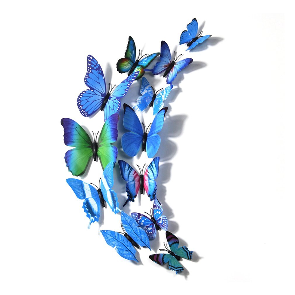 12Pcs Pvc Vlinder Muur Decor 3D Vlinders Muurstickers Art Decals Woondecoratie Decoratie Op De Muur