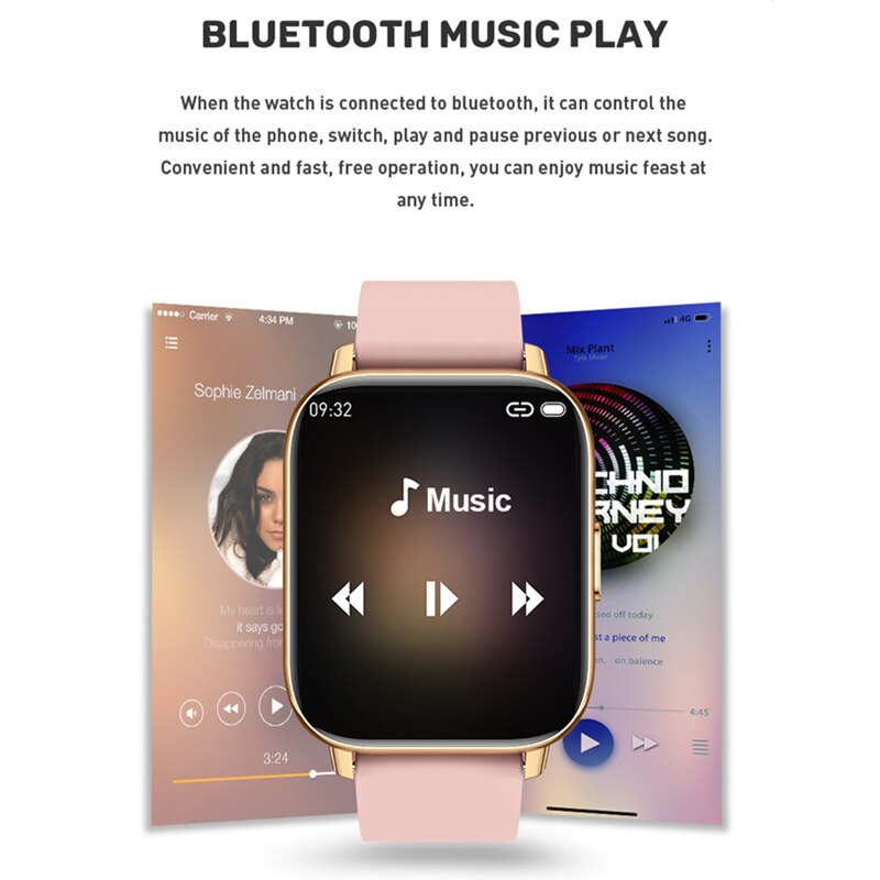 Montre connectée P32 pour les hommes et les femmes, étanche conforme à la norme IP68, écran tactile de 1.65 pouce, Bluetooth, musique, longue durée de veille, pour iPhone et Android
