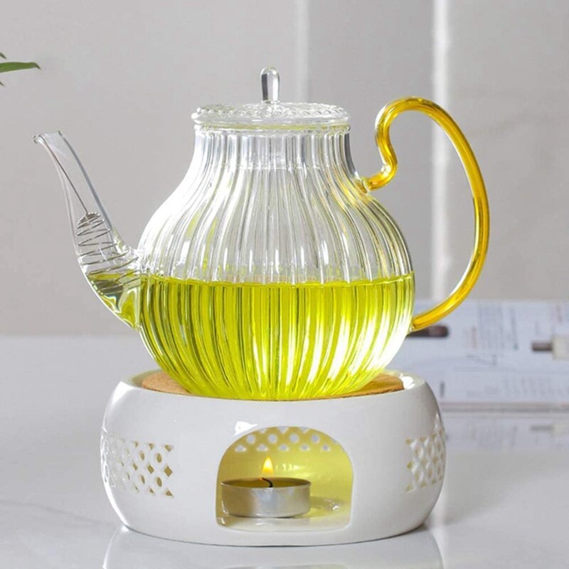 Chauffe-théière en céramique, chauffant avec coussin en liège, parfait pour les théières en verre et en céramique