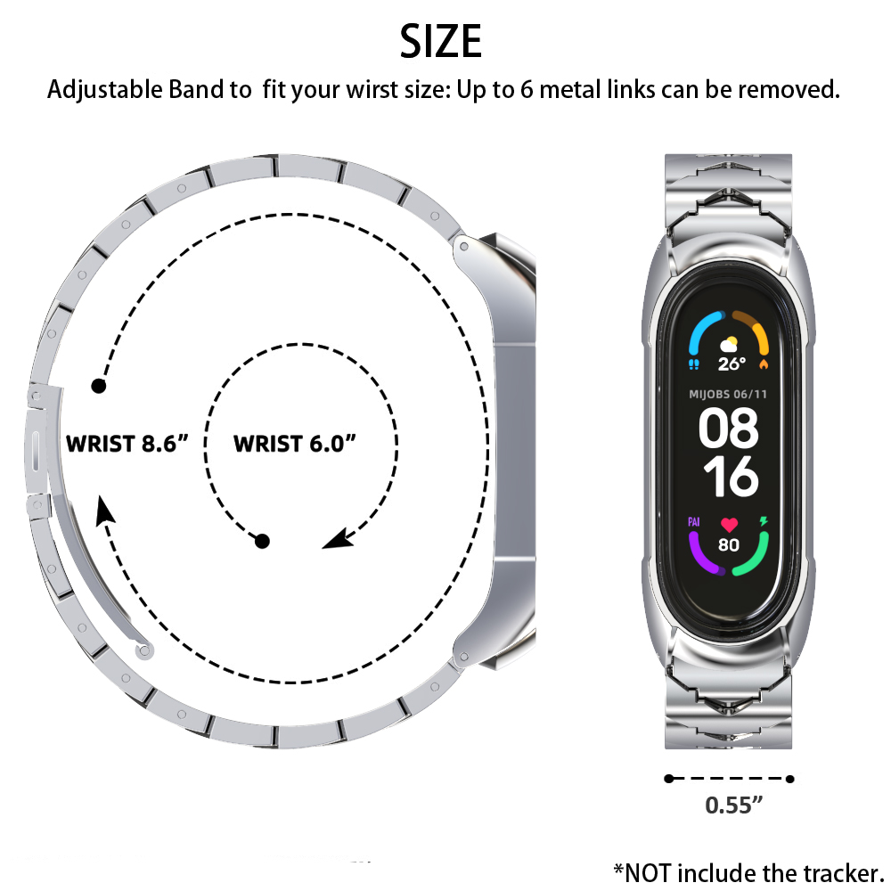 Bracelet pour Mi Band 7 6 5 4 3 Bracelet en acier inoxydable en métal pour Xiaomi Mi Band 6 Bracelet de remplacement Miband 5 Correa