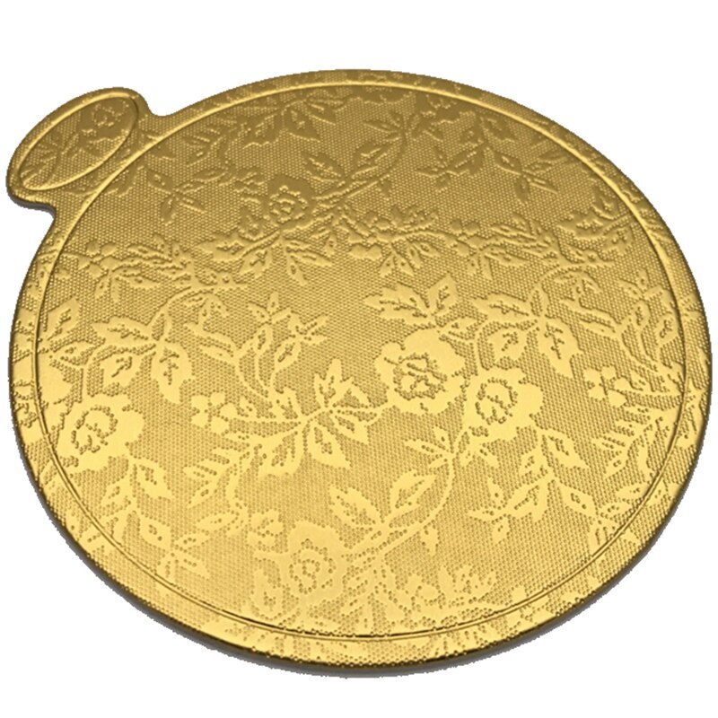 200 Stks/set Goud Afdrukken Ronde Mousse Cake Boards Papier Cupcake Dessert Displays Lade Bruiloft Cake Gebak Decoratieve Kit: Default Title