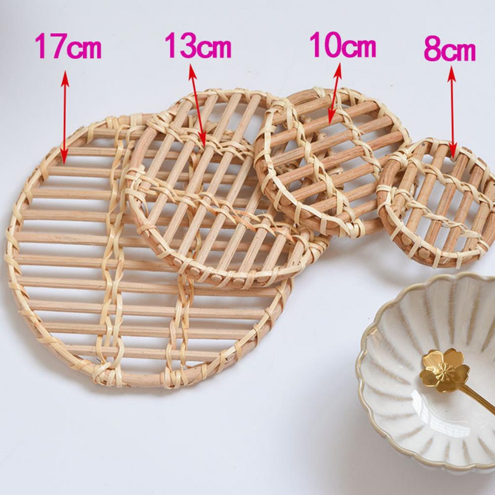 Tkane rattanowe taca przekąnarty kawa mata na stół fotografia rekwizyty Dom dekoracje kubek robić izolacji termicznej mata robić przechowywania kuchni