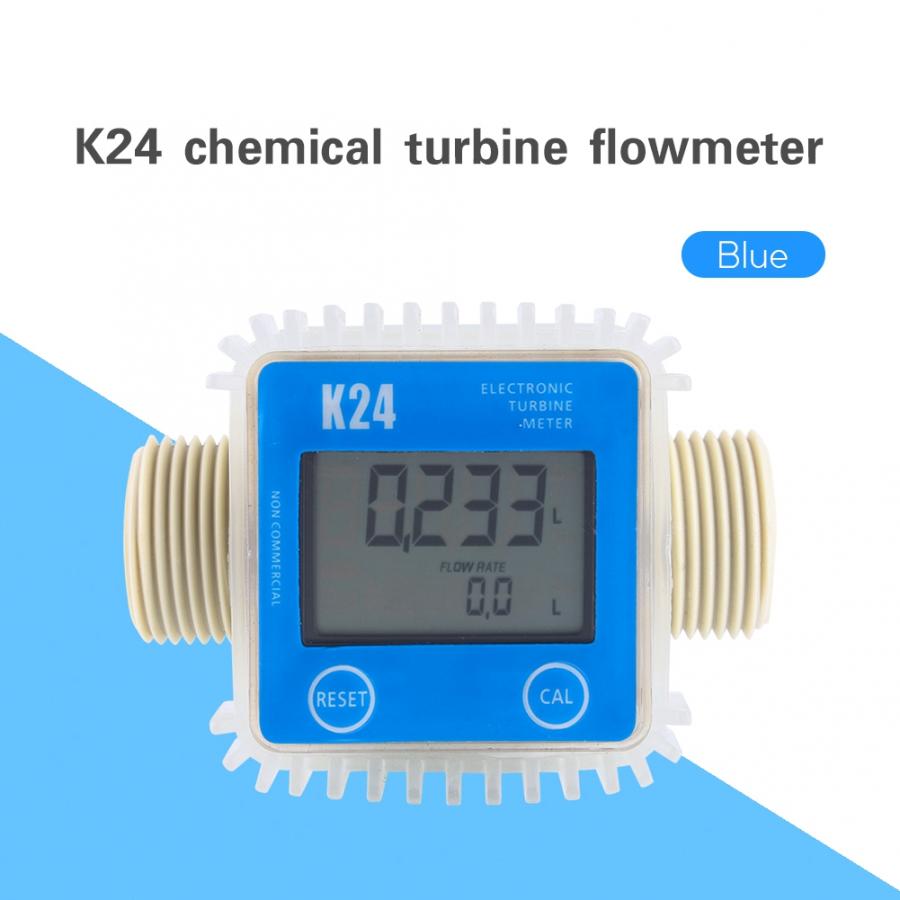 K24 LCD Turbine Digital Diesel Fuel Flow Meter Used for Chemicals Water Good.