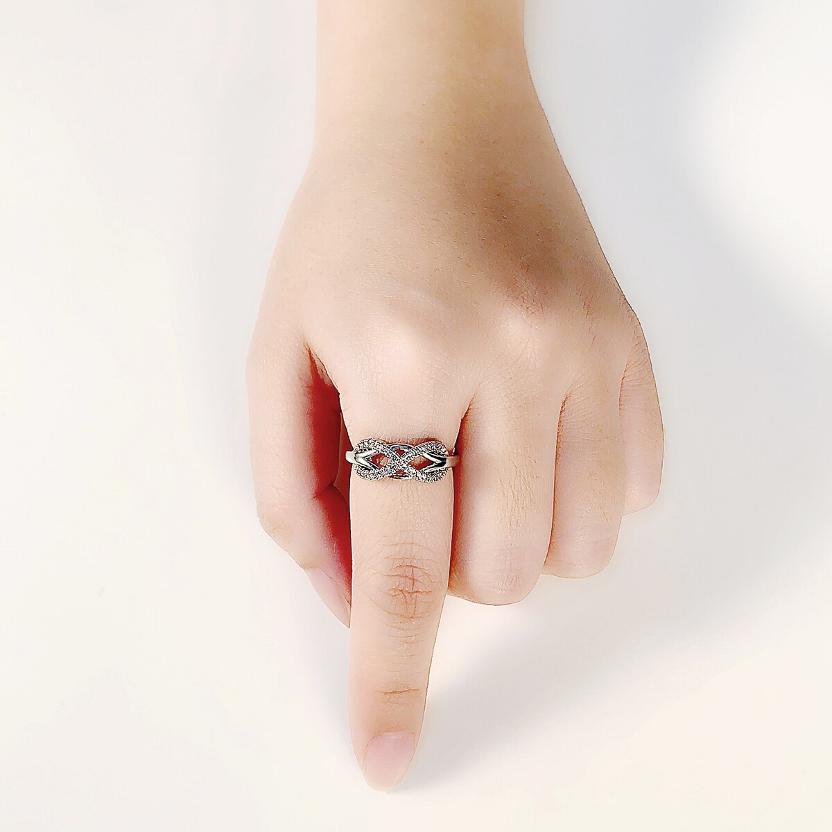 ZHOUYANG Wedding Ring Voor Vrouwen Romantische Eindeloze Liefde Zirconia Hollowout 8 Rose Goud Kleur Party Mode-sieraden R836