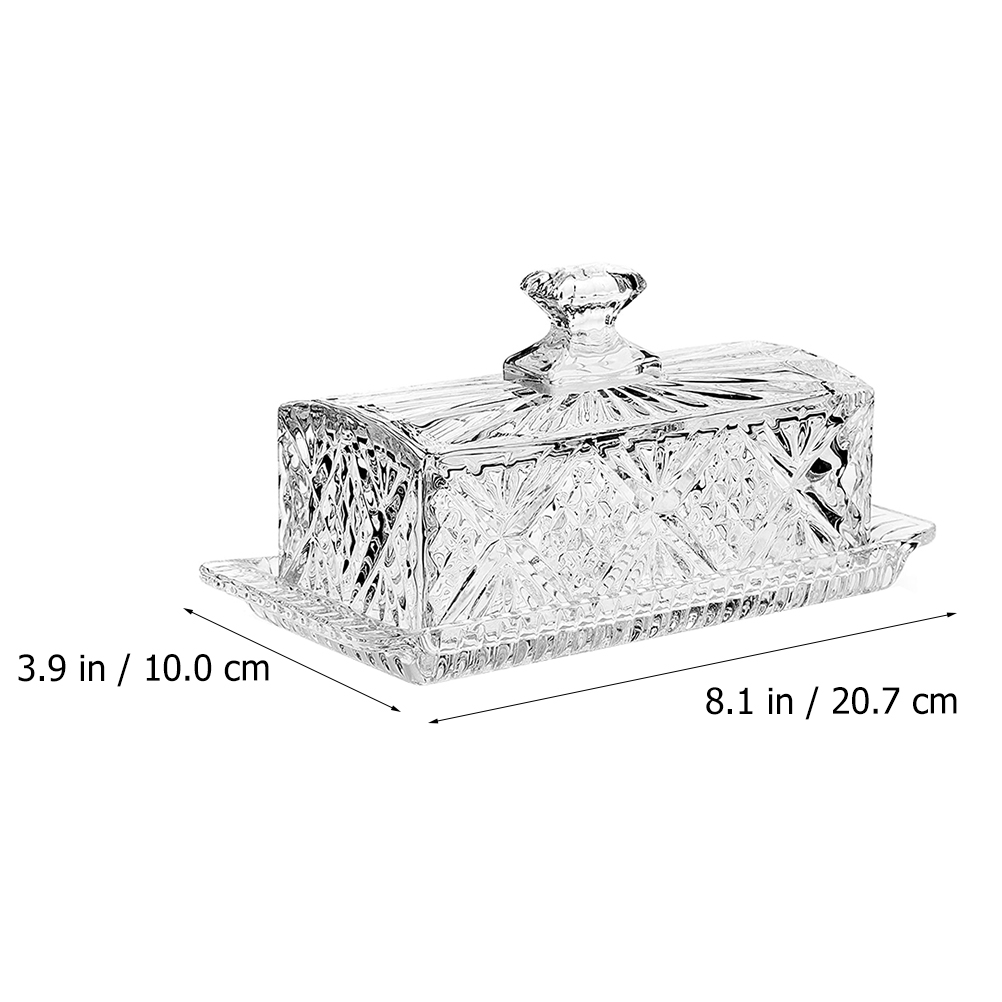 Plateau à beurre en verre Transparent, boîte à beurre, couvercle anti-poussière, plateau à gâteaux, vaisselle de table, beurre, Dessert, récipient alimentaire, 1 ensemble: Tray  07