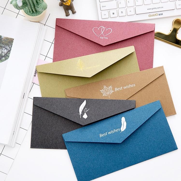 10 Stks/partij Vintage Gold Kraftpapier Enveloppen Europese Stijl Envelop Voor Visitekaartje Huwelijksuitnodiging Envelop