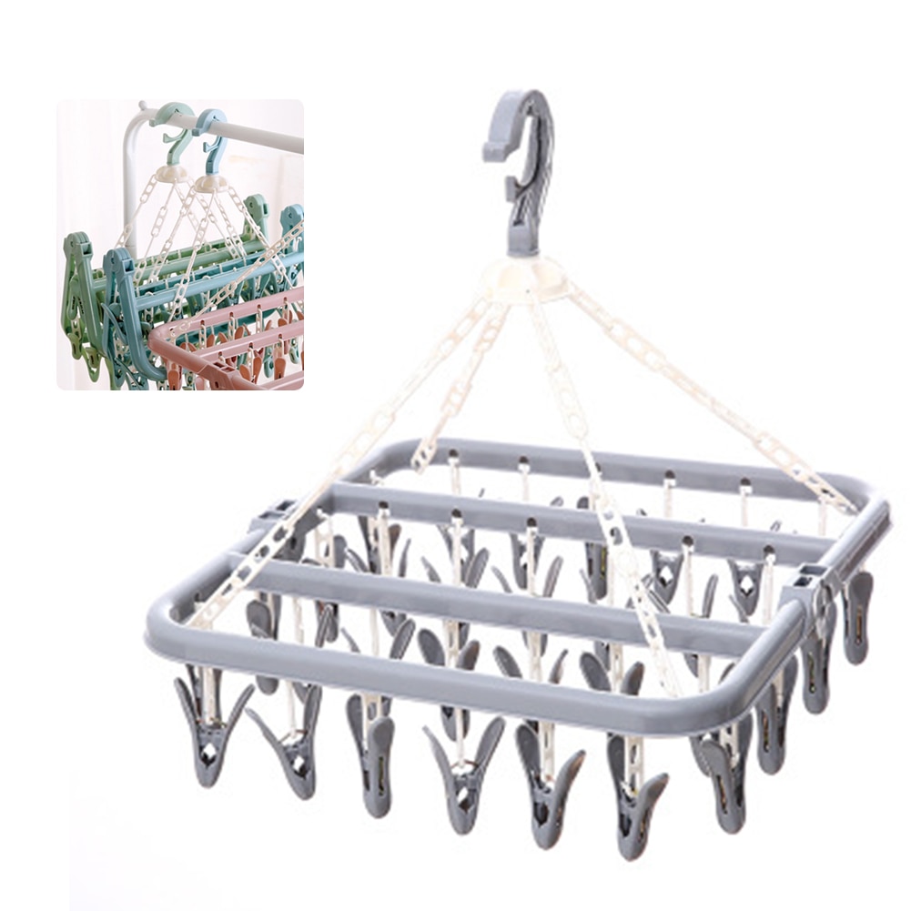 32 Pegs Flexible Hanging Rack Socks Washing Laundry Dryer In/outdoor Folding Multifunctional Underwear Hanger