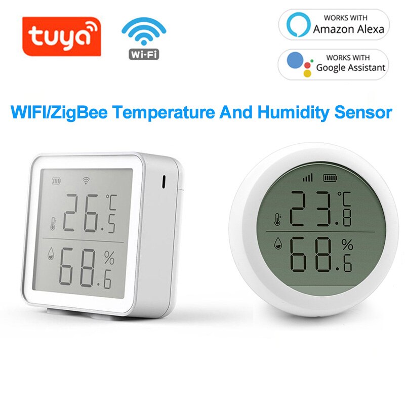 WIFI/ZigBee Tuya Smart Temperature And Humidity Sensor Smart Home Temperature And Humidity Sensor Work With Alexa Google Home