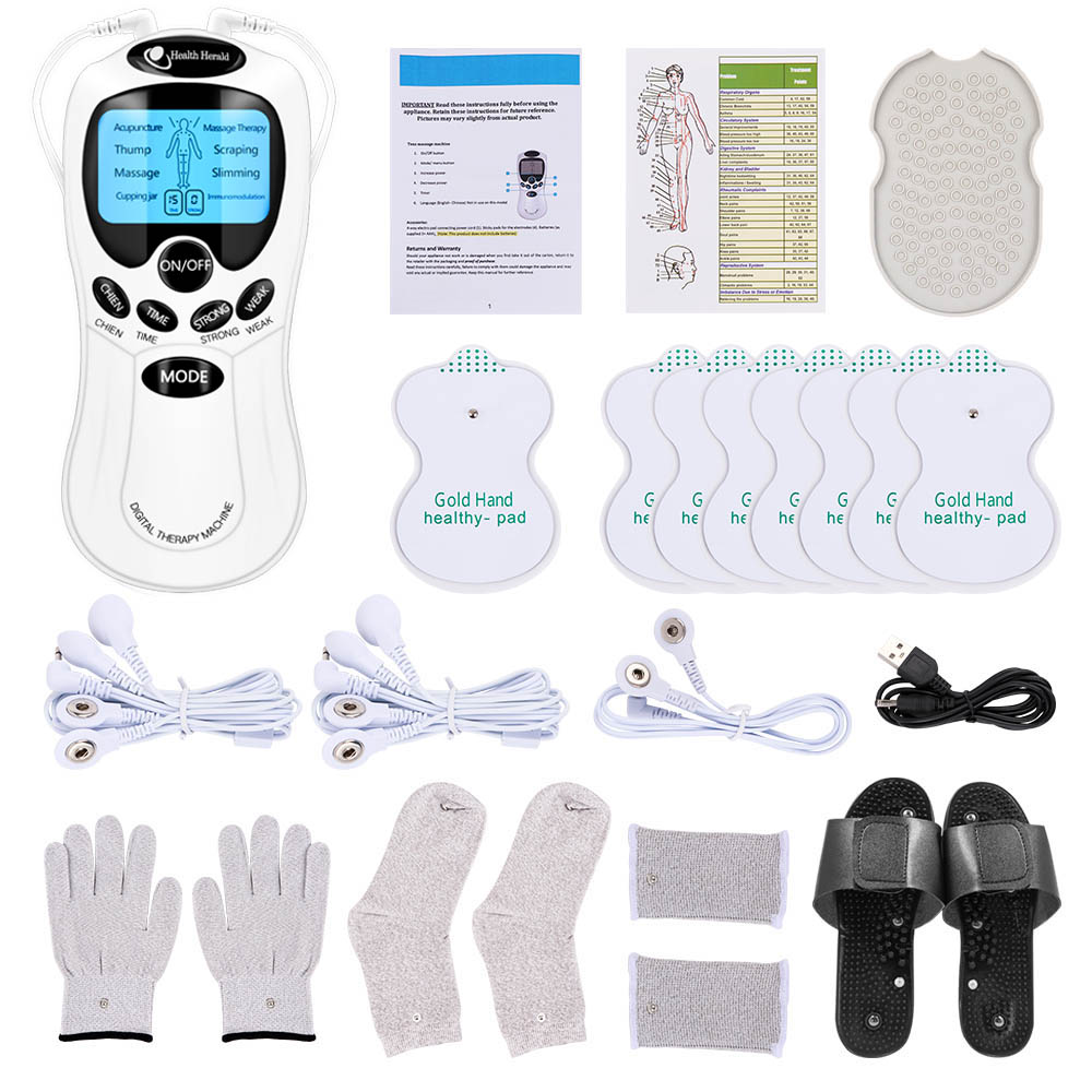 Fysioterapi tens muskelstimulator elektrisk ems akupunktur kropsmassage digital terapi slankemaskine elektrostimulator: Blå