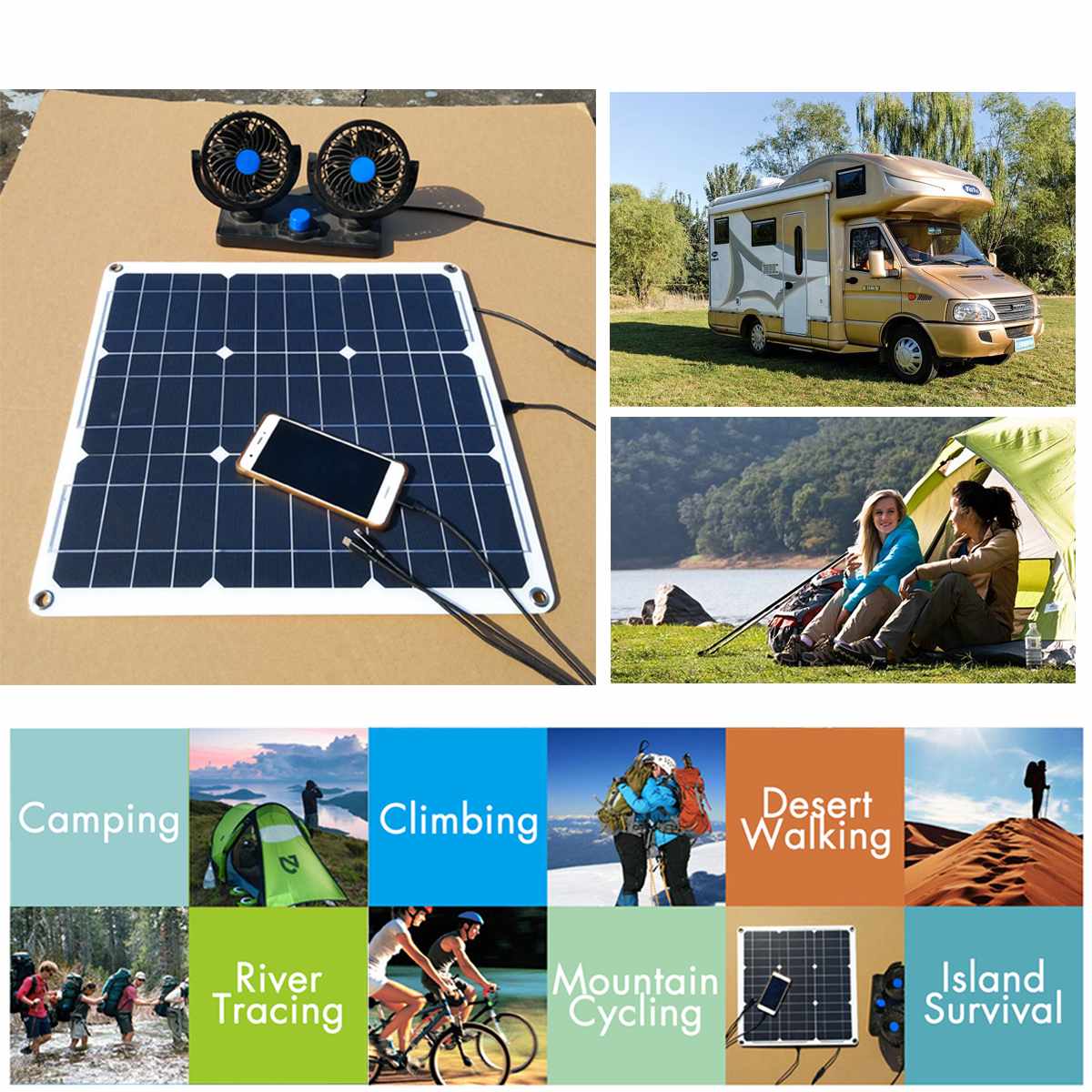 30w solpanel 12v monokrystallinsk usb strøm bærbar udendørs solcelle bil skib camping vandring rejse telefon oplader