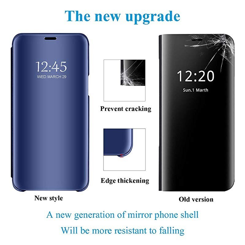 Spiegel Smart Case Voor Vivo Y17 Case Clear View PU Leather Flip Kickstand Cover Voor Vivo Y17 Case