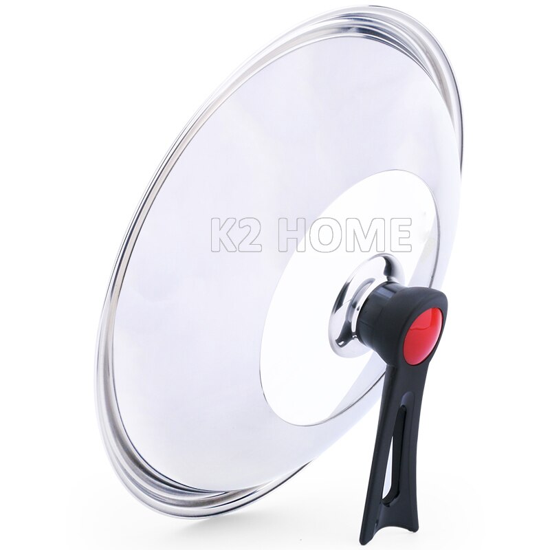 Window Glass Lid Replacement Diameter 32cm Wok Cover Tempered Universal Pot Lid Replacement with Stand Holder Handle