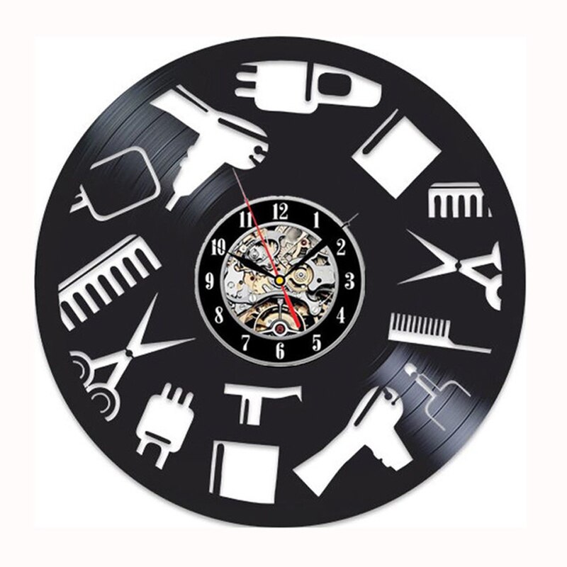 Barbershop Vinyl Record Wandklok Modern Kapper Kapper Klokken Opknoping Muur Horloge voor Kapper Kapsalon: 10