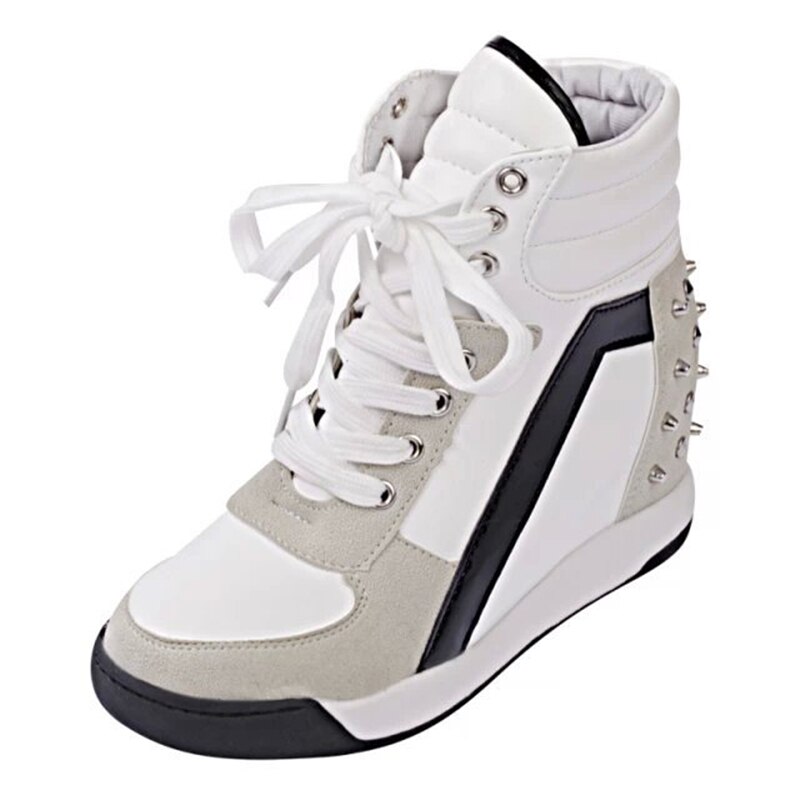 Kvinners høye topper skjulte kile joggesko platåsko høye hæler joggesko kvinne fritidssko nagle kvinner joggesko