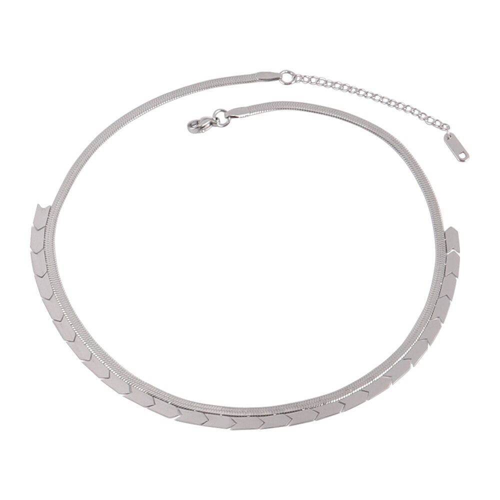 Trendy Stainless Steel Necklace For Women Gold Silver Color Round Geometric Pendant Necklace Choker Snake Chain Necklace Jewelry: B0144