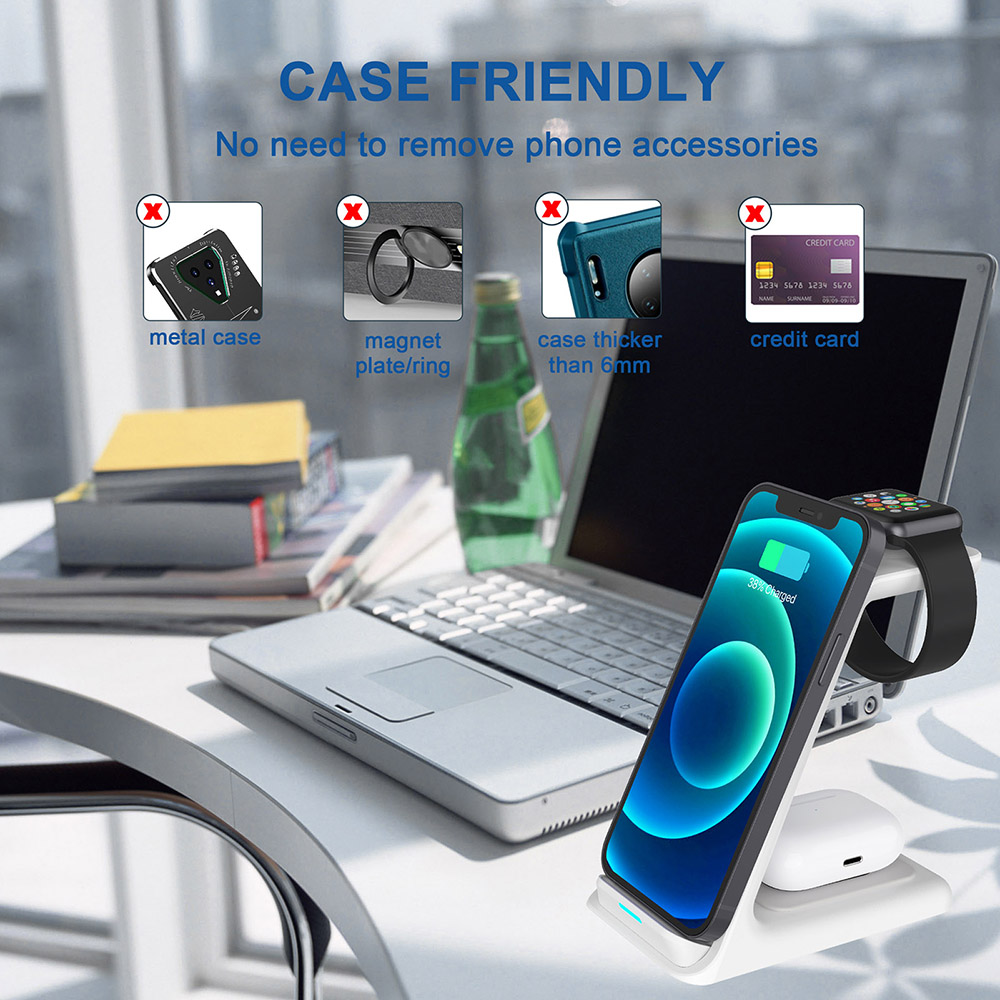 Qi Wireless Charger For iPhone 13 12 11 XS XR X 8 Charging Stand Holder Station for Airpods Pro iWatch 7 Induction Fast Chargers