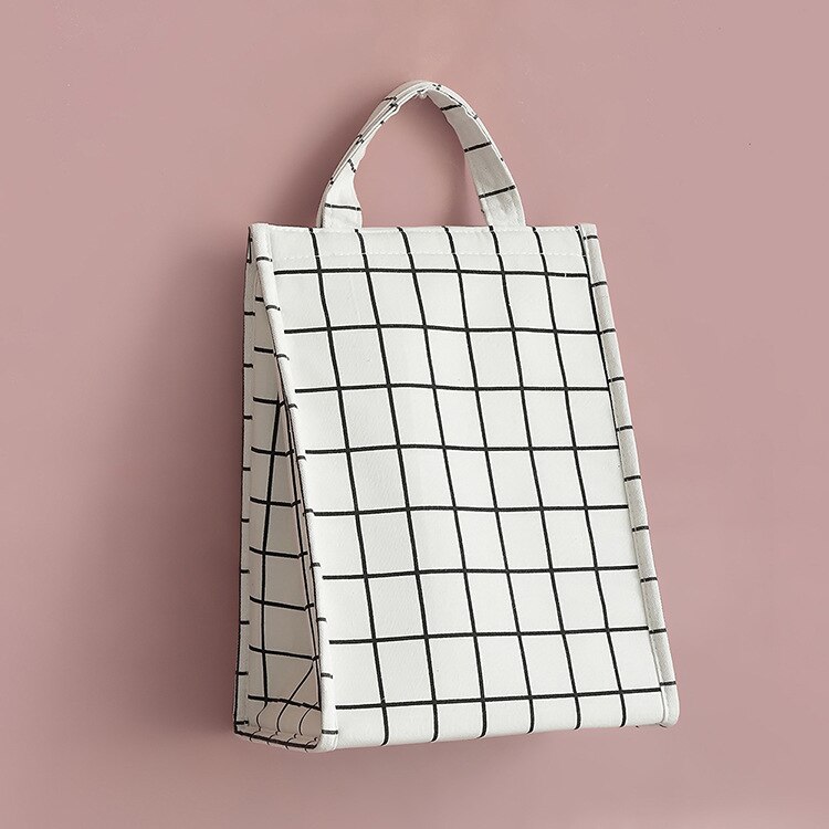 Purdored 1 pc geometrie lunchtas voor vrouwen grappige kinder bento koeltassen thermische reis ontbijtbox draagbare picknicktas: Wit rooster