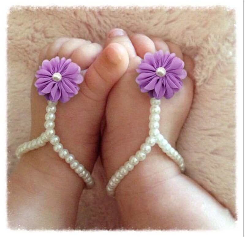 Summer for Newborn Baby Girls Flower Pearl Flower Foot Band Toe Rings First Walker Barefoot Anklet Chain for Kids