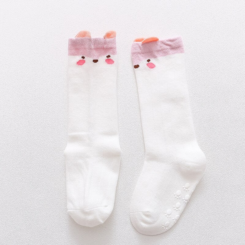 Childrens Baby 'S Unisex Herfst Winter Zachte Katoenen Sokken Knie Hoge Kids Jongens Meisjes Infant Peuter Anti Slip Cartoon Dieren Sokken: 02-White Cat / S(1-3Y)